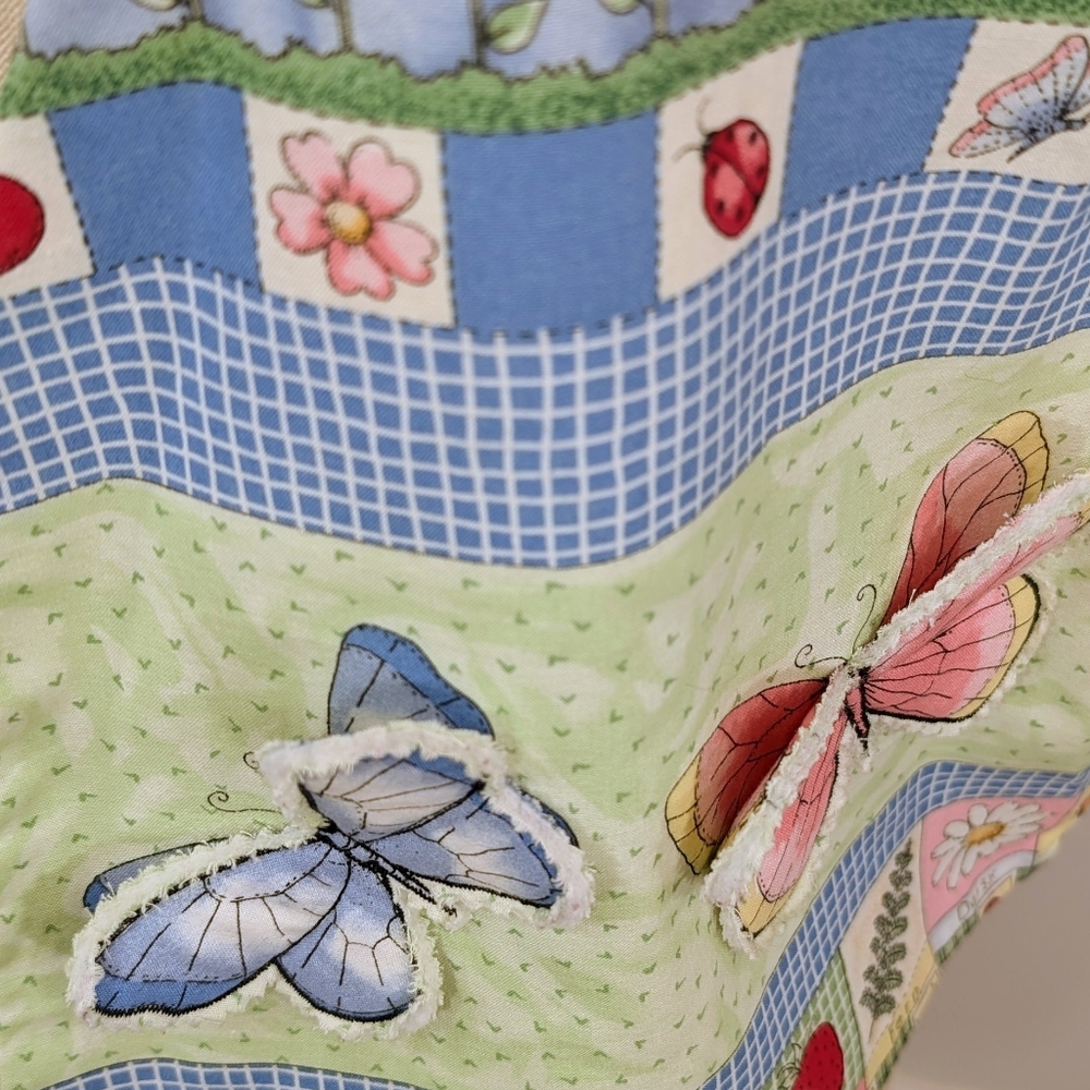 Handmade "Garden" vest W 3D butterflies, plants, flowers, farmhouse Vest. 2X - Picture 9 of 14